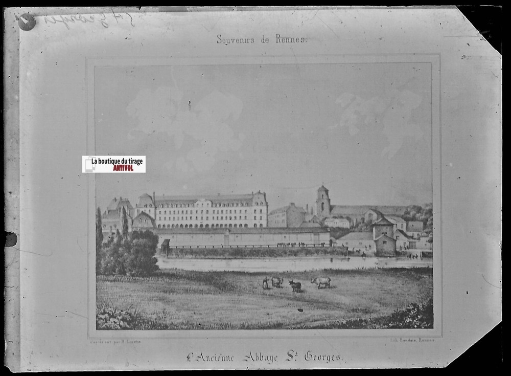 Rennes, Abbey Saint-Georges, Glass Photo Plate, Black & White Negative 6×9 Cm