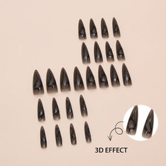Press on Nails Extremely Long, Stiletto Halloween Black 3D Aura Cool Y2K Gothic…