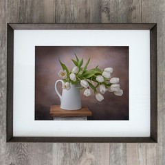 Floral Print of White Tulips wall art print home decor.