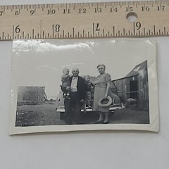 Vintage Family Photograph Homestead Farm House ,Sheep Mom Said Take Your Hat Off