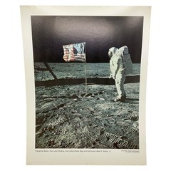 Vintage Apollo 11 Moon Landing Photo of Astronaut Aldrin and US Flag
