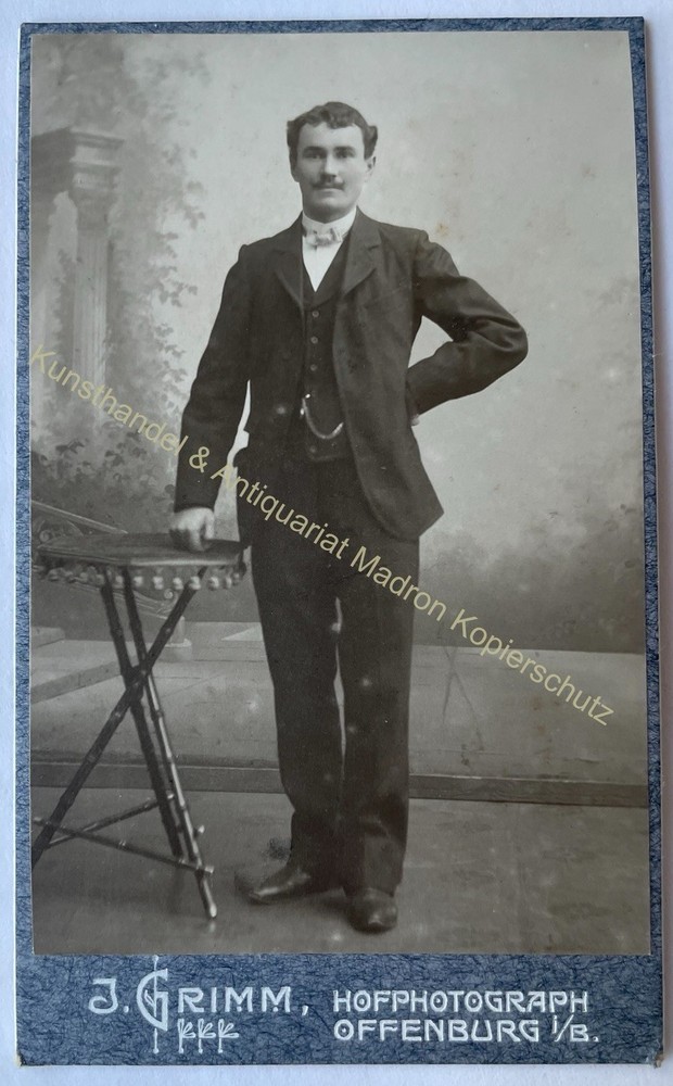 orig. CDV photo photography picture old Mr. Mann fashion around 1890 J. Grimm, Offenburg
