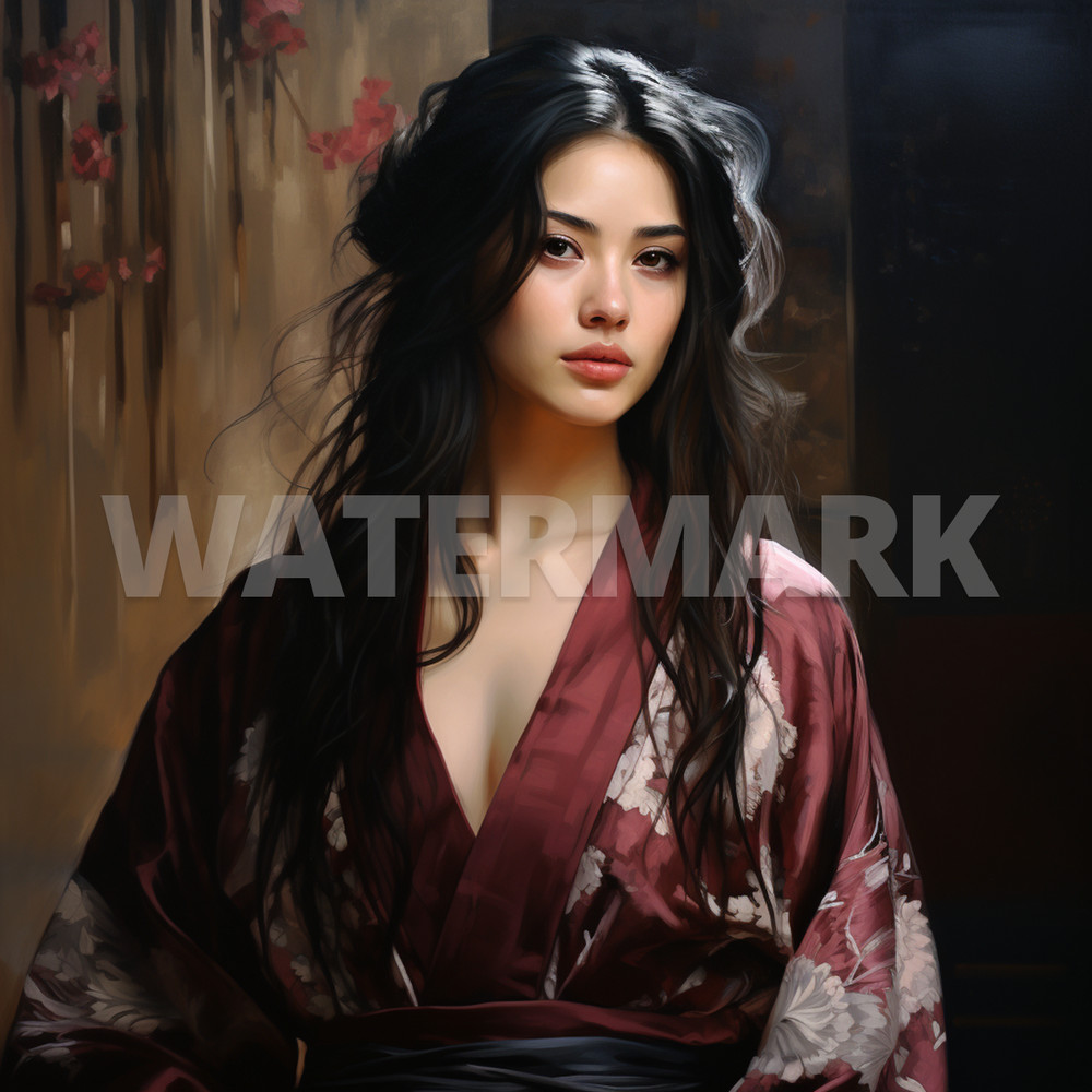 Japanese Stunning Woman Girl Traditional Realistic Portrait Art Sensual Mizuki