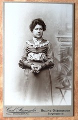 CDV photo around 1900, young woman, Halle a.d. Saale-Giebichenstein