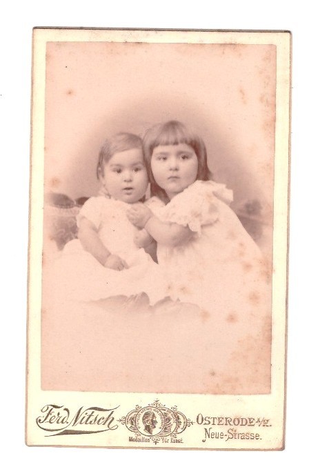 CDV photo around 1900, pretty siblings, Osterode