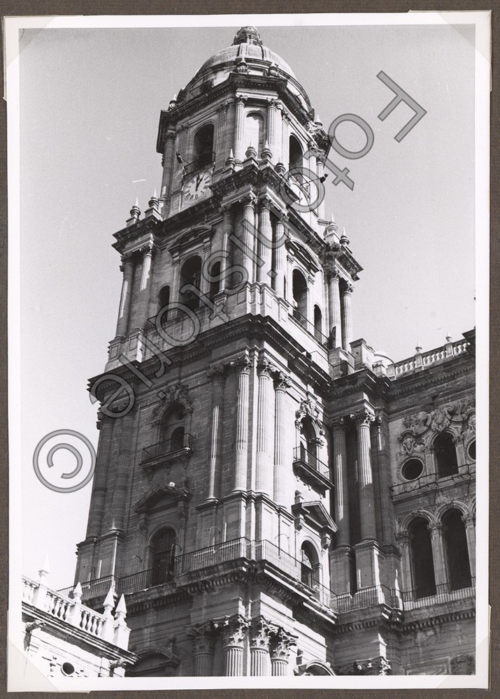 Photo Spain Malaga Cathedral La Manquita Tower Architecture 1950s