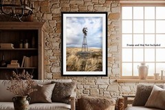 Country Photography Print | Windmill Picture | Oklahoma Wall Art | Farm Decor