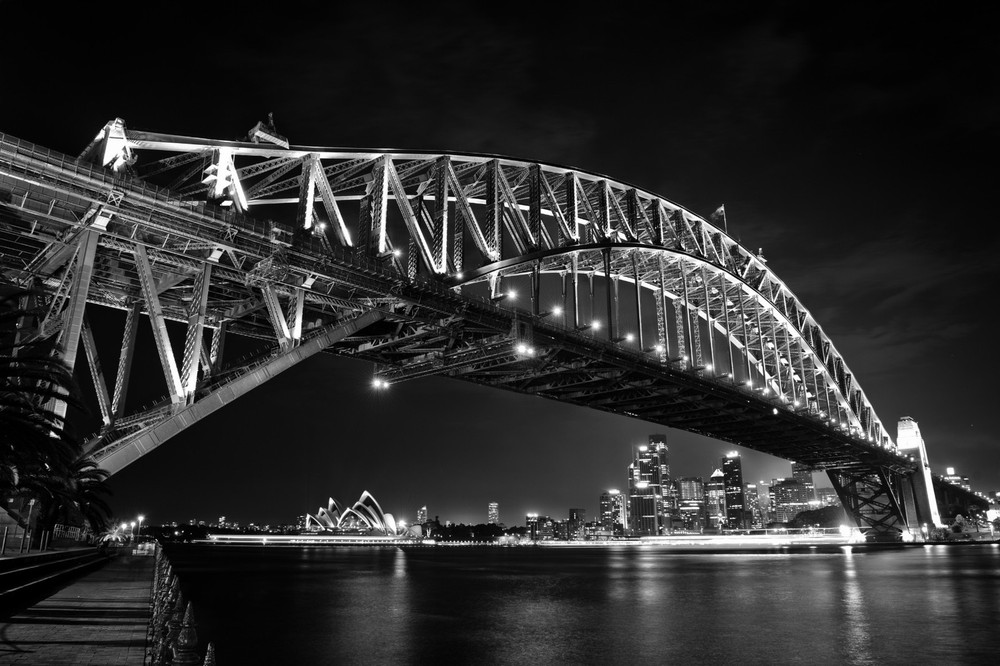 Australia photo art print Sydney harbour opera house black white