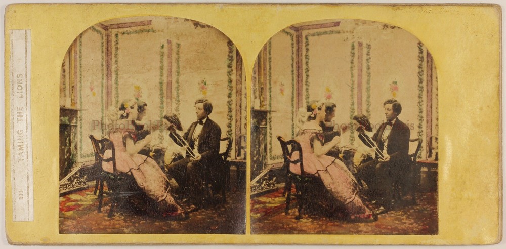 UK Taming The Lions Scene Genre Photo c1865 Stereo Vintage Album Unique!!!