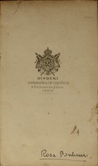 Business card, CDV, albumen paper, Disdéri, Rosa Bonheur