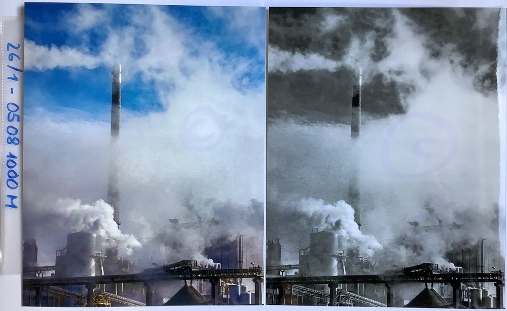 2x Photo Zeitz Industry 30x20cm Print 2014 each B/W and Colour