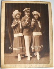 Antique 1918 Vaudville Large Signed Photo Two Girls and Young Male Sailor Outfit