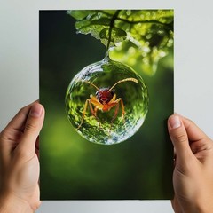 8×10 Fine Art Photo Print Leafcutter Ant Inside Raindrop Impossible Wildlife Pic