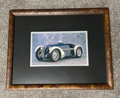 Set of 3 Art pictures classic automobiles, professionally matted and framed,