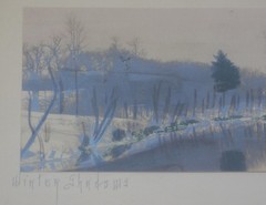 ANTIQUE FRED THOMPSON SIGNED HAND COLORED ART PHOTOGRAPH, WINTER SHADOWS