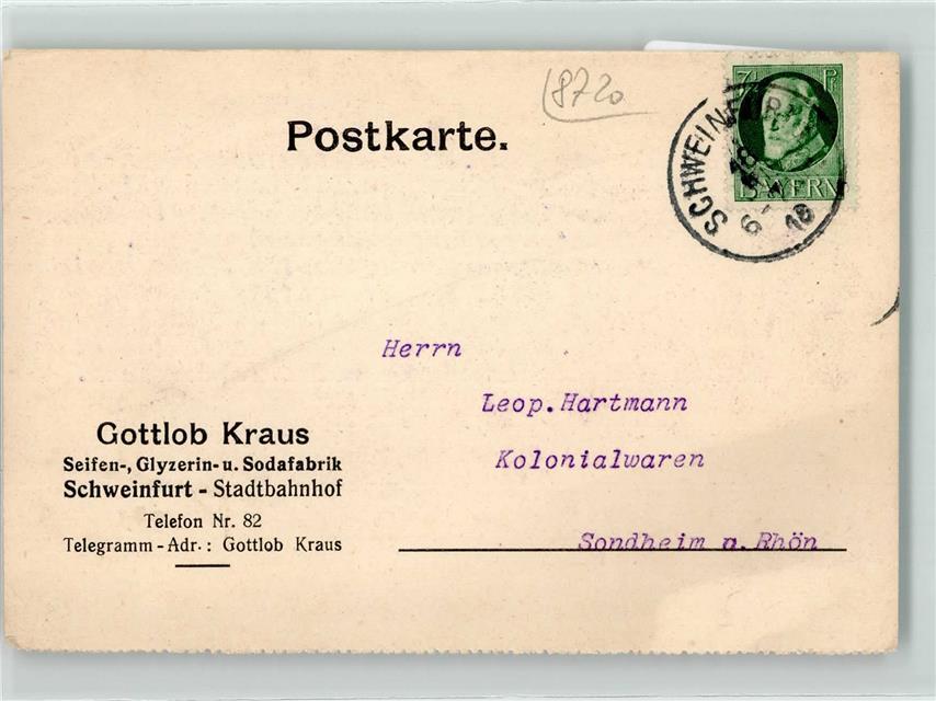 39510140 – 8720 Schweinfurt Gottlob Kraus Soaps Glycerin and Soda Factory