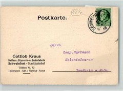 39510140 – 8720 Schweinfurt Gottlob Kraus Soaps Glycerin and Soda Factory