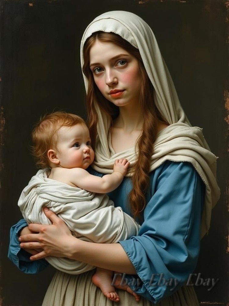 A3 Photo Mother Child Tenderness Artistic Glossy Paper Decor -044