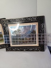 Vintage Pair Dufex Prints FJ Warren LTD Foil Landscape Matted In Plastic Frames