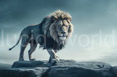 Lion Walking Cliff Edge Wallpaper Art Printable Digital Image File Download PNG