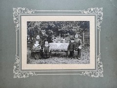 Photograph Family Children Uniform Garden Table Circa 1905-1915