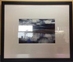 Black Framed and Matted 19×16″ Lake Michigan Stormy Shoreline Framed Art Picture