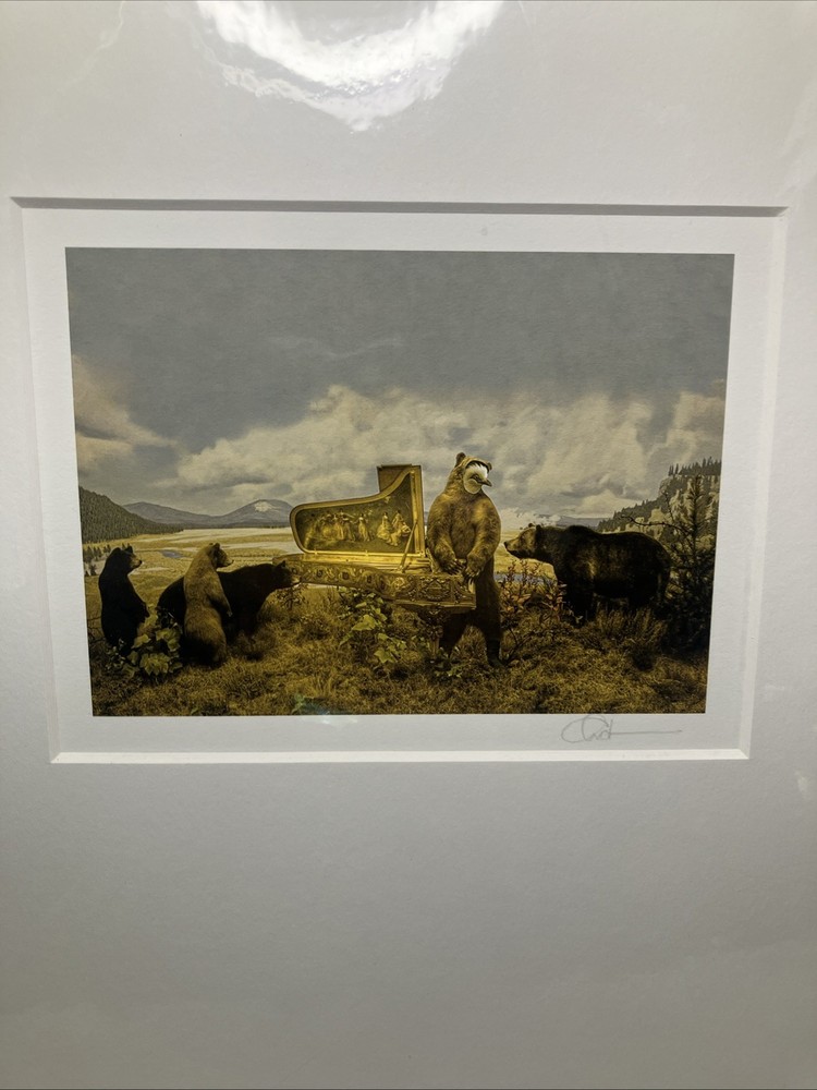 John Charbonneau Tinted Surreal Photograph Signed New Condition Bird Bears Piano