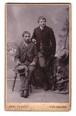 Photograph Karl Posselt, Ried, Kirchenplatz 46, portrait two young men in m