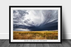 Dramatic Stormy Sky over Prairie Grass in Oklahoma Photo Print (Unframed)