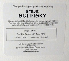 Vintage 1996 Steve Solinsky Nature Art Photo Smokey Water