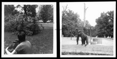 2x 1961 – Gorilla Cuddling with Man – Gorilla in Zoo – 1960s – Photo 7x7cm