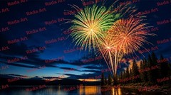Digital Picture Frame Image Photo Wallpaper Background AI Art Colorful Fireworks