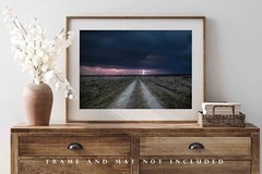 Storm Photography Print: Kansas, Lightning, Worn Path, Stormy, Picture, Photo