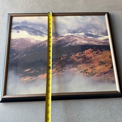 Framed Mountain Landscape Photo Print Snow Peak Gold Aspen Forest