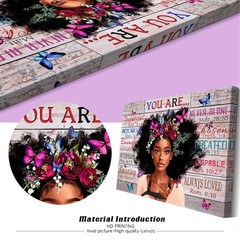WOWGOOMO Vintage African American Women Wall Art Fashion Black Girl Portrait …