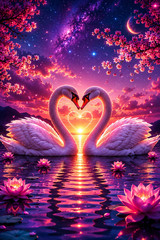 Digital Image Picture Photo Pic Wallpaper Background Serene Swan Love 78487
