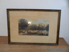 Large Rare Wallace Nutting w/Sheep «Warm Spring Day» Hand Colored Photo