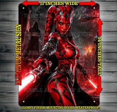 Sexy Darth Talon Dual Lightsabers Star Wars Metal Sign Wall Art 14″ x 11″