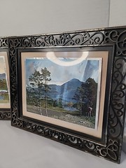Vintage Pair Dufex Prints FJ Warren LTD Foil Landscape Matted In Plastic Frames