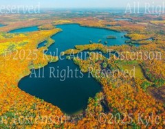 Clear Lake, Woodruff, Oneida County, Wisconsin Overhead Photo. Frame Optional.