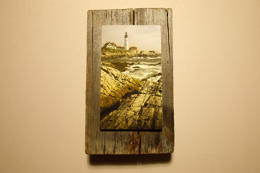 Driftwood Mounted Seascape – Portland Head Lighthouse, Maine