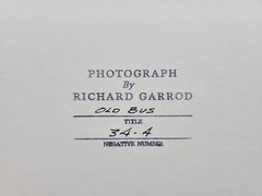 Richard Garrod, silver gelatin, black and white photograph, Old Bus