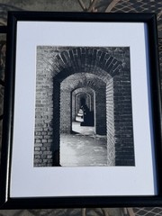 ART PHOTOGRAPHY Dark Brick Arch Doorways Hallway shot B&W in a 12×15 frame w mat