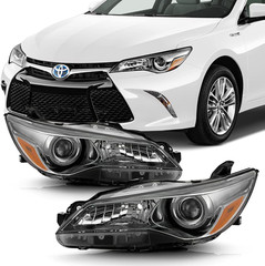 – for 2015 2016 2017 Toyota Camry Headlights Black Bezel Trim Headlamps Driver +