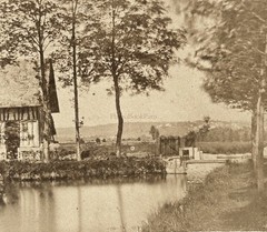 France Enghien-Les-Bains Montmorency c1858 Photo Stereo Vintage