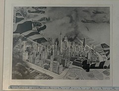 VTG George Fulmer 8×10 B&W Photo WW2 Poster style ART War Plane Bomber COA