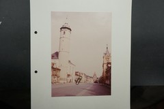 Photo view Domažlice Taus Pilsen tower building color picture business street old
