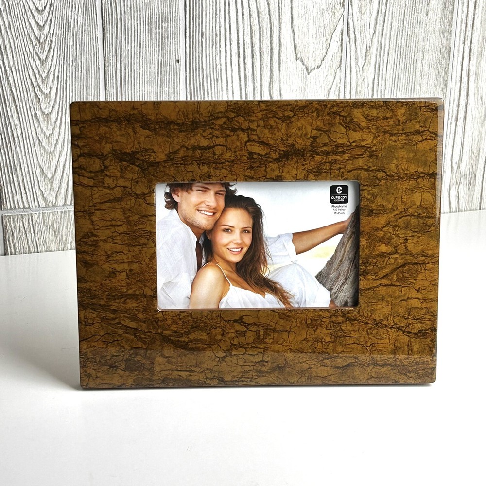 Faux Burl Wood Like Cupecoy Design Wide Picture Frame Walnut Wall/Free Standing