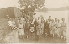 Bathing Swimwear Young Girl With Her Feet In Water Lake Vintage Circa 1914
