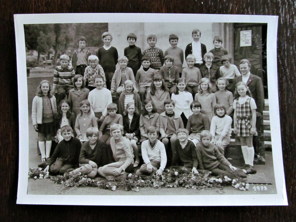 Boys Schoolgirl Fashion Mini Skirt Knee Highs Vintage Class Photo 1972